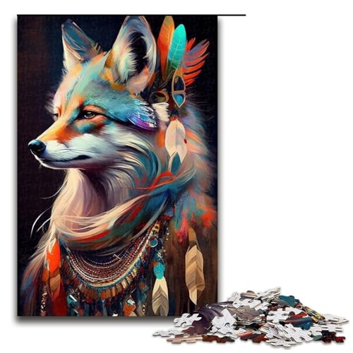 Puzzle 1000 Teile Fuchs Aquarell Tierpuzzle für Erwachsene Holz Lernspiel Herausforderung Spielzeug 75x50cm von QSYFNBZL