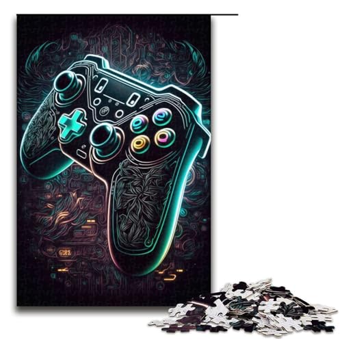 Puzzle 1000 Teile Gaming Controller Puzzle für Erwachsene aus Holz Lernspiel Herausforderung Spielzeug 75x50cm von QSYFNBZL