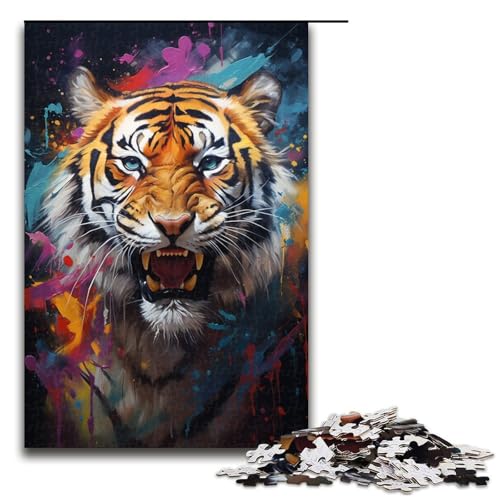 Puzzle 1000 Teile Gemälde eines Wilden bunten Löwen Puzzle für Erwachsene aus Holz Lernspiel Herausforderungsspielzeug 75x50cm Puzzle 1000 Teile Gemälde eines Wilden bunten Löwen Puzzle für Erwachsene aus Holz Lernspiel Herausforderungsspielzeug 75x50cm von QSYFNBZL
