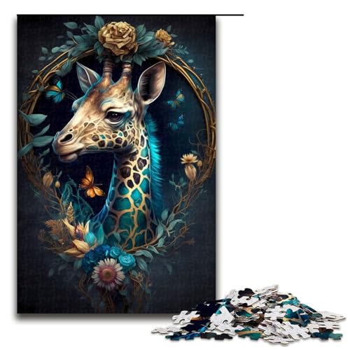 Puzzle 1000 Teile Giraffe Folklore Puzzle für Erwachsene Holz Lernspiel Herausforderung Spielzeug 75x50cm von QSYFNBZL