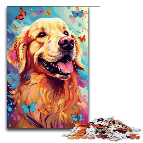 Puzzle 1000 Teile Golden Retriever und Schmetterling und Schmetterlings Puzzle für Erwachsene hölzernes Lernspiel Herausforderungsspielzeug 75 x 50 cm Puzzle 1000 Teile Golden Retriever und Schmetterling und Schmetterlings Puzzle für Erwachsene hölzernes Lernspiel Herausforderungsspielzeug 75 x 50 cm von QSYFNBZL