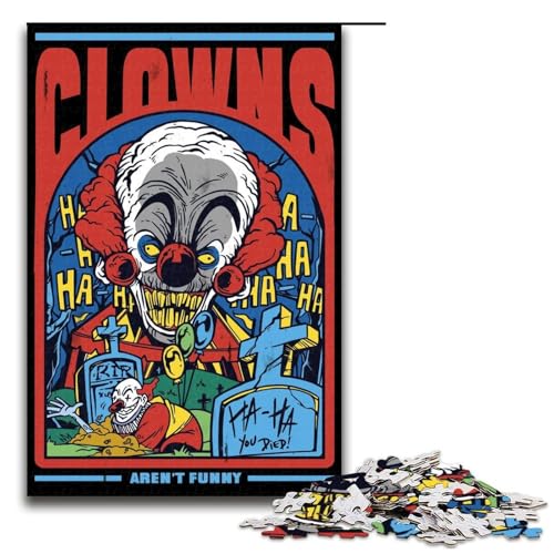 Puzzle 1000 Teile Horror Clown Puzzle für Erwachsene aus Holz Lernspiel Herausforderungsspielzeug 75 x 50 cm Puzzle 1000 Teile Horror Clown Puzzle für Erwachsene aus Holz Lernspiel Herausforderungsspielzeug 75 x 50 cm von QSYFNBZL
