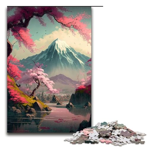 Puzzle 1000 Teile Japanische Kirschblüten Puzzle für Erwachsene Holz Lernspiel Herausforderung Spielzeug 75x50cm von QSYFNBZL