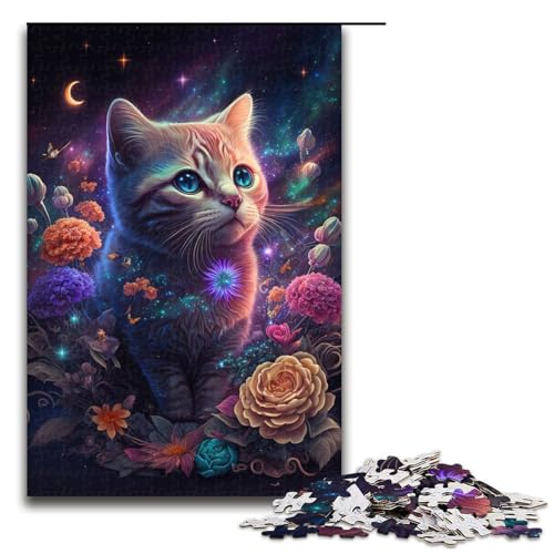 Puzzle 1000 Teile Katze und Blume Neon Puzzle für Erwachsene Holz Lernspiel Herausforderung Spielzeug 75x50cm Puzzle 1000 Teile Katze und Blume Neon Puzzle für Erwachsene Holz Lernspiel Herausforderung Spielzeug 75x50cm von QSYFNBZL