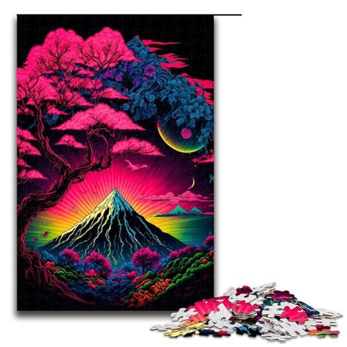 Puzzle 1000 Teile Kirschblüte Japan Puzzle für Erwachsene Holz Lernspiel Herausforderung Spielzeug 75x50cm von QSYFNBZL
