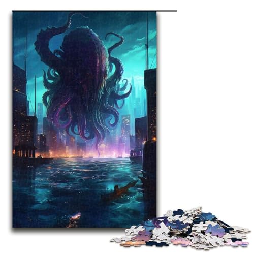 Puzzle 1000 Teile Kraken Rising Puzzle für Erwachsene aus Holz Lernspiel Herausforderung Spielzeug 75x50cm von QSYFNBZL