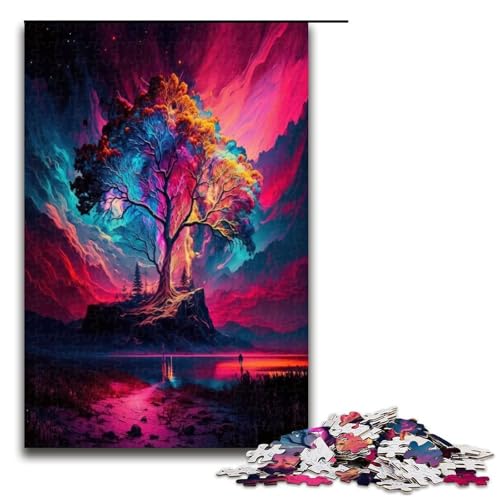 Puzzle 1000 Teile Magische Landschaft Puzzle für Erwachsene Holz Lernspiel Herausforderung Spielzeug 75x50cm von QSYFNBZL