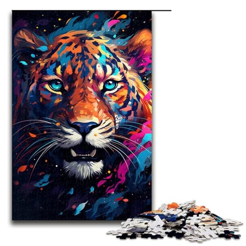 Puzzle 1000 Teile Malerei bunter Leopard Puzzle für Erwachsene aus Holz Lernspiel Herausforderungsspielzeug 75 x 50 cm Puzzle 1000 Teile Malerei bunter Leopard Puzzle für Erwachsene aus Holz Lernspiel Herausforderungsspielzeug 75 x 50 cm von QSYFNBZL
