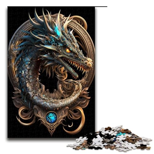 Puzzle 1000 Teile Mystischer kosmischer Drache Puzzle für Erwachsene aus Holz Lernspiel Herausforderungsspielzeug 75x50cm von QSYFNBZL