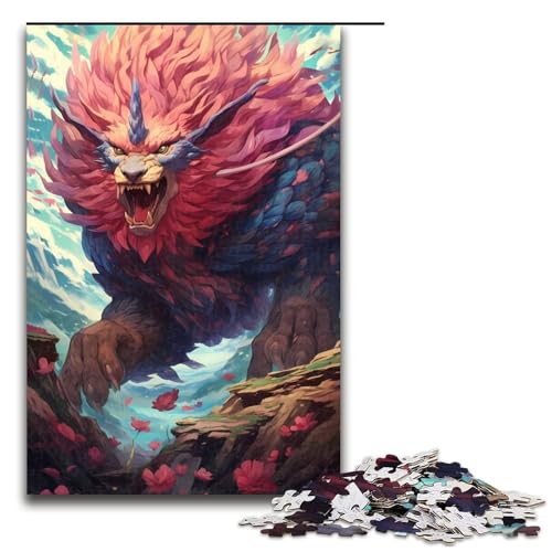 Puzzle 1000 Teile Mythischer Riesenlöwe Puzzle für Erwachsene aus Holz Lernspiel Herausforderungsspielzeug 75x50cm von QSYFNBZL