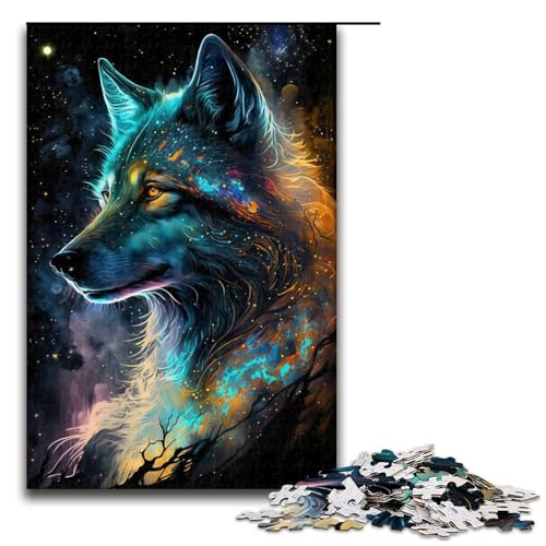 Puzzle 1000 Teile Nebelwolf Puzzle für Erwachsene Holz Lernspiel Herausforderung Spielzeug 75x50cm von QSYFNBZL