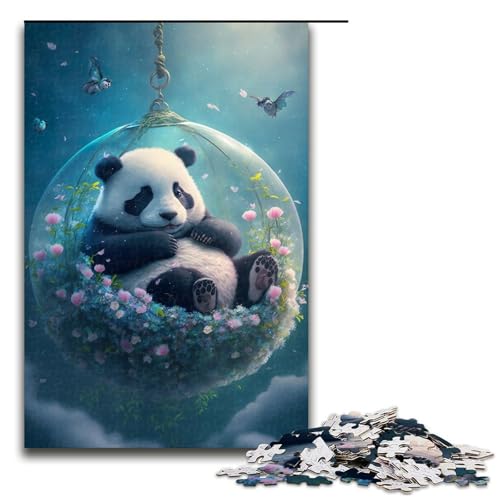 Puzzle 1000 Teile Panda Naptime Puzzle für Erwachsene Holz Lernspiel Herausforderung Spielzeug 75x50cm von QSYFNBZL