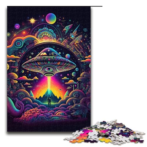 Puzzle 1000 Teile Psychedelische Natur Puzzle für Erwachsene Holz Lernspiel Herausforderung Spielzeug 75x50cm von QSYFNBZL