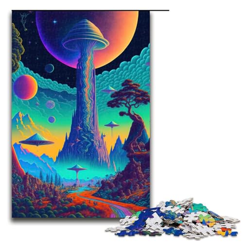 Puzzle 1000 Teile Psychedelische Natur Puzzle für Erwachsene Holz Lernspiel Herausforderung Spielzeug 75x50cm von QSYFNBZL
