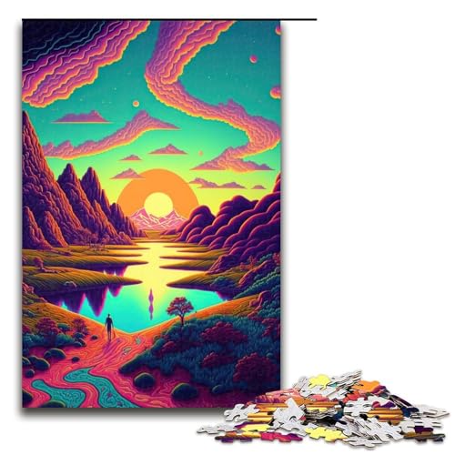 Puzzle 1000 Teile Psychedelische Natur Puzzle für Erwachsene Holz Lernspiel Herausforderung Spielzeug 75x50cm von QSYFNBZL