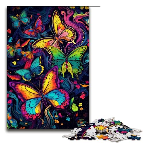 Puzzle 1000 Teile Psychedelischer bunter Schmetterling Puzzle für Erwachsene Holz Lernspiel Herausforderungsspielzeug 75 x 50 cm Puzzle 1000 Teile Psychedelischer bunter Schmetterling Puzzle für Erwachsene Holz Lernspiel Herausforderungsspielzeug 75 x 50 cm von QSYFNBZL