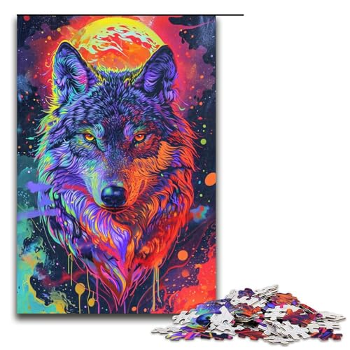 Puzzle 1000 Teile Psychedelischer bunter Sternenwolf Puzzle für Erwachsene Holz Lernspiel Herausforderungsspielzeug 75 x 50 cm Puzzle 1000 Teile Psychedelischer bunter Sternenwolf Puzzle für Erwachsene Holz Lernspiel Herausforderungsspielzeug 75 x 50 cm von QSYFNBZL