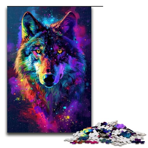 Puzzle 1000 Teile Psychedelischer bunter exotischer Wolf Puzzle für Erwachsene Holz Lernspiel Herausforderungsspielzeug 75 x 50 cm Puzzle 1000 Teile Psychedelischer bunter exotischer Wolf Puzzle für Erwachsene Holz Lernspiel Herausforderungsspielzeug 75 x 50 cm von QSYFNBZL
