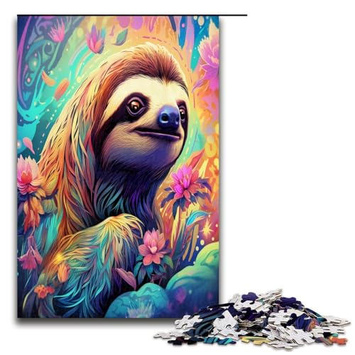 Puzzle 1000 Teile Psychedelisches Faultier Puzzle für Erwachsene Holz Lernspiel Herausforderungsspielzeug 1000 Teile von QSYFNBZL