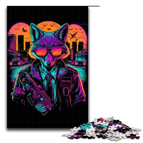 Puzzle 1000 Teile Red Fox Torcher Gangster Puzzle für Erwachsene aus Holz Lernspiel Herausforderung Spielzeug 75x50cm von QSYFNBZL