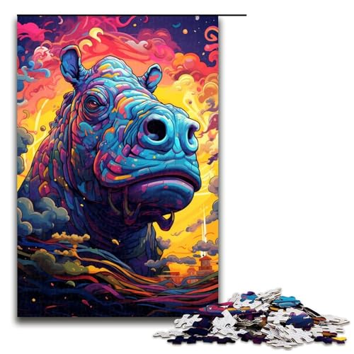 Puzzle 1000 Teile Roboter Nilpferd von SplattersLots of Thick Coloured Cloud Puzzle für Erwachsene Holz Lernspiel Herausforderungsspielzeug 75 x 50 cm von QSYFNBZL