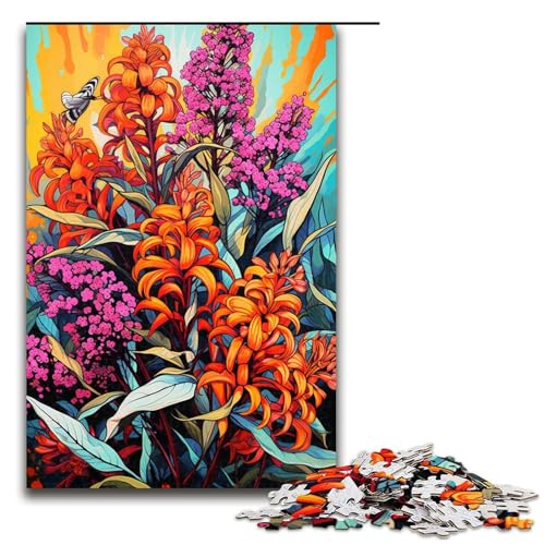 Puzzle 1000 Teile Schmetterlingskraut Puzzle für Erwachsene aus Holz Lernspiel Herausforderung Spielzeug 75x50cm von QSYFNBZL