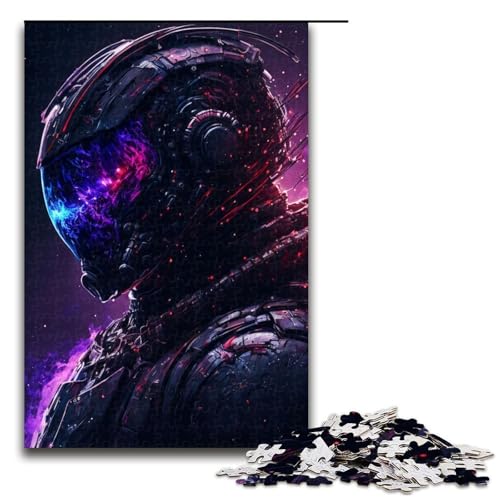 Puzzle 1000 Teile Schwarzer Helm im Weltraum Puzzle für Erwachsene aus Holz Lernspiel Herausforderungsspielzeug 75x50cm von QSYFNBZL