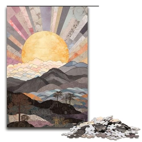 Puzzle 1000 Teile Sonnenaufgang Puzzle für Erwachsene Holz Lernspiel Herausforderung Spielzeug 75x50cm von QSYFNBZL