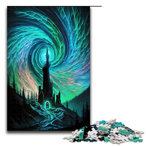 Puzzle 1000 Teile Spirale Aurora Castle Puzzle für Erwachsene Holz Lernspiel Herausforderung Spielzeug 75x50cm von QSYFNBZL