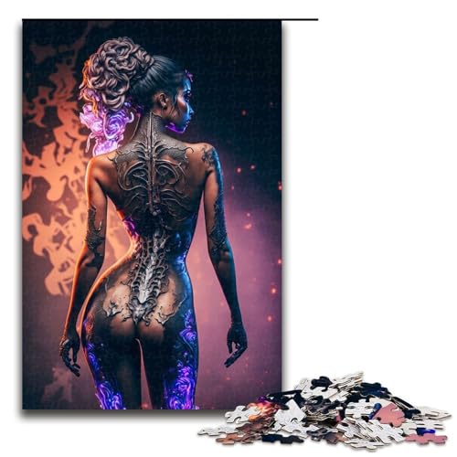 Puzzle 1000 Teile Techno Girl Puzzle für Erwachsene aus Holz Lernspiel Herausforderung Spielzeug 75x50cm von QSYFNBZL