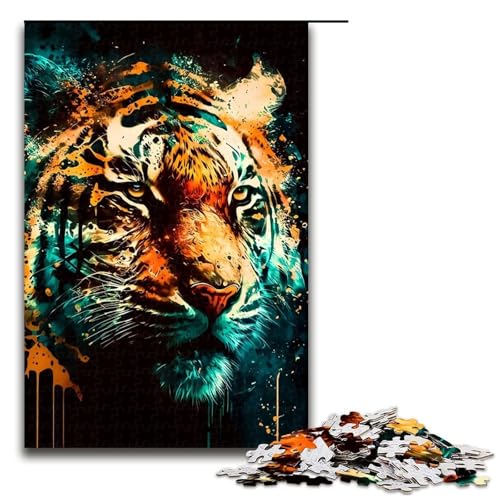 Puzzle 1000 Teile Tiger Puzzle für Erwachsene Holz Lernspiel Herausforderung Spielzeug 75x50cm von QSYFNBZL