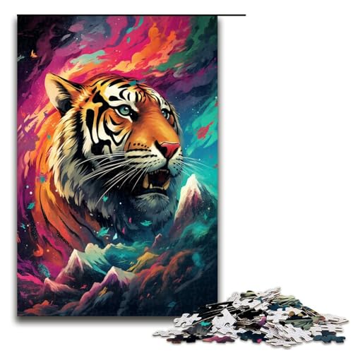 Puzzle 1000 Teile Tiger und Schmetterling von SplattersLots of Coloured Clour Jigsaw für Erwachsene Holz Lernspiel Herausforderungsspielzeug 1000 Teile von QSYFNBZL