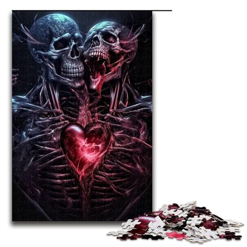 Puzzle 1000 Teile Totenkopf Herz Puzzle für Erwachsene aus Holz Lernspiel Herausforderungsspielzeug 75 x 50 cm Puzzle 1000 Teile Totenkopf Herz Puzzle für Erwachsene aus Holz Lernspiel Herausforderungsspielzeug 75 x 50 cm von QSYFNBZL