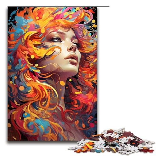 Puzzle 1000 Teile Trendy Mädchen buntes Puzzle für Erwachsene aus Holz Lernspiel Herausforderung Spielzeug 75x50cm von QSYFNBZL