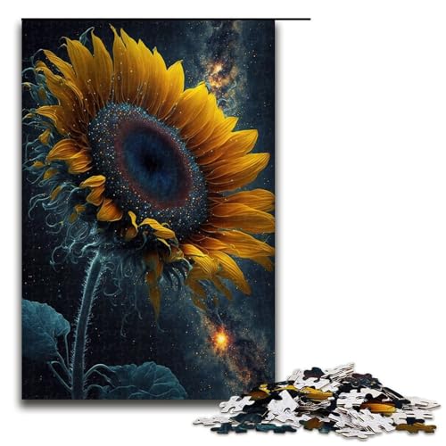 Puzzle 1000 Teile Universum Sonnenblume Puzzle für Erwachsene Holz Lernspiel Herausforderung Spielzeug 75x50cm von QSYFNBZL