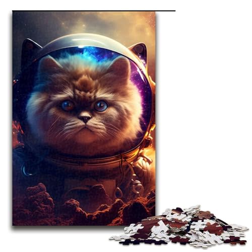 Puzzle 1000 Teile Weltraum Perserkatze Puzzle für Erwachsene aus Holz Lernspiel Herausforderungsspielzeug 75x50cm von QSYFNBZL