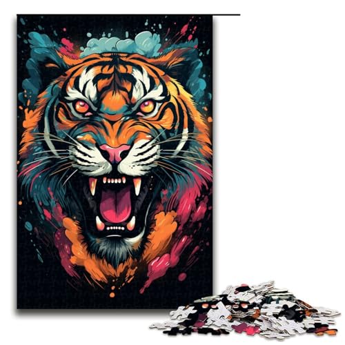 Puzzle 1000 Teile Wilder bunter Tiger Puzzle für Erwachsene aus Holz Lernspiel Herausforderungsspielzeug 75x50cm Puzzle 1000 Teile Wilder bunter Tiger Puzzle für Erwachsene aus Holz Lernspiel Herausforderungsspielzeug 75x50cm von QSYFNBZL