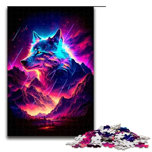 Puzzle 1000 Teile Wolf Puzzle für Erwachsene Holz Lernspiel Herausforderung Spielzeug 75x50cm von QSYFNBZL