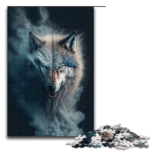 Puzzle 1000 Teile Wolf Puzzle für Erwachsene Holz Lernspiel Herausforderung Spielzeug 75x50cm von QSYFNBZL