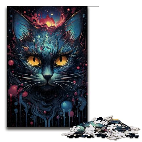 Puzzle 1000 Teile Zukunft Bunte psychedelische Katze Puzzle für Erwachsene Holz Lernspiel Herausforderung Spielzeug 75x50cm Puzzle 1000 Teile Zukunft Bunte psychedelische Katze Puzzle für Erwachsene Holz Lernspiel Herausforderung Spielzeug 75x50cm von QSYFNBZL