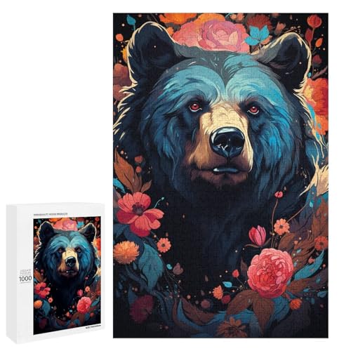 Puzzle 1000 Teile bunt Psychedelischer Schwarzbär unter Blumen Puzzle für Erwachsene aus Holz Lernspiel Herausforderungsspielzeug 75 x 50 cm Puzzle 1000 Teile bunt Psychedelischer Schwarzbär unter Blumen Puzzle für Erwachsene aus Holz Lernspiel Herausforderungsspielzeug 75 x 50 cm von QSYFNBZL