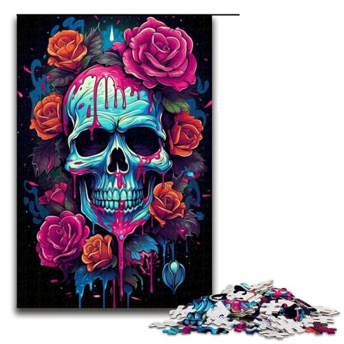 Puzzle 1000 Teile bunt Psychedelischer Totenkopf und Rosen Puzzle für Erwachsene aus Holz Lernspiel Herausforderungsspielzeug 75 x 50 cm Puzzle 1000 Teile bunt Psychedelischer Totenkopf und Rosen Puzzle für Erwachsene aus Holz Lernspiel Herausforderungsspielzeug 75 x 50 cm von QSYFNBZL