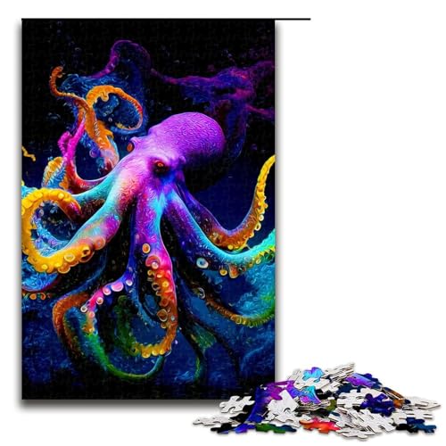 Puzzle 1000 Teile bunter Oktopus Puzzle für Erwachsene aus Holz Lernspiel Herausforderungsspielzeug 75 x 50 cm Puzzle 1000 Teile bunter Oktopus Puzzle für Erwachsene aus Holz Lernspiel Herausforderungsspielzeug 75 x 50 cm von QSYFNBZL