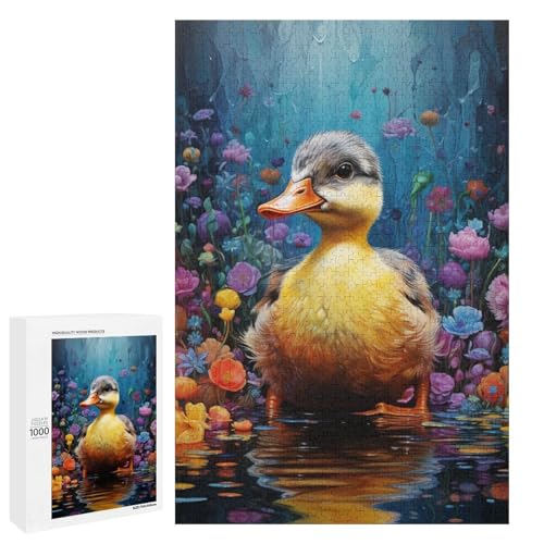 Puzzle 1000 Teile buntes psychedelisches Ententier Puzzle für Erwachsene aus Holz Lernspiel Herausforderungsspielzeug 75 x 50 cm von QSYFNBZL