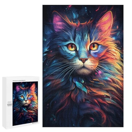 Puzzle 1000 Teile buntes psychedelisches Fantasie Katzen Puzzle für Erwachsene hölzernes Lernspiel Herausforderungsspielzeug 75 x 50 cm Puzzle 1000 Teile buntes psychedelisches Fantasie Katzen Puzzle für Erwachsene hölzernes Lernspiel Herausforderungsspielzeug 75 x 50 cm von QSYFNBZL