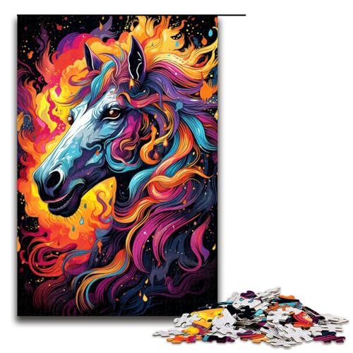 Puzzle 1000 Teile buntes psychedelisches Flammenpferd Puzzle für Erwachsene aus Holz Lernspiel Herausforderungsspielzeug 75 x 50 cm Puzzle 1000 Teile buntes psychedelisches Flammenpferd Puzzle für Erwachsene aus Holz Lernspiel Herausforderungsspielzeug 75 x 50 cm von QSYFNBZL