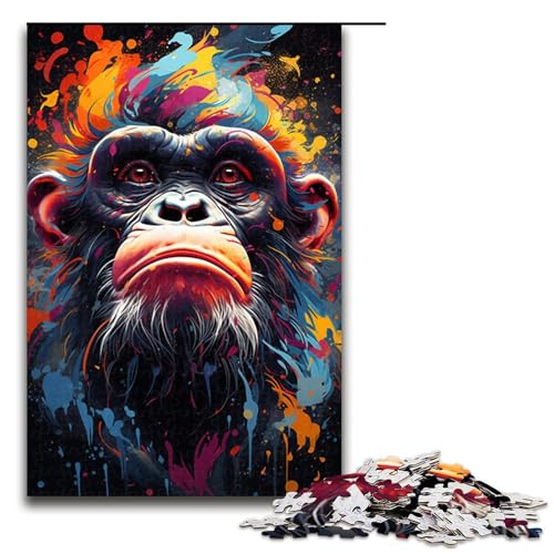 Puzzle 1000 Teile buntes psychedelisches Orang Utan Puzzle für Erwachsene hölzernes Lernspiel Herausforderungsspielzeug 75 x 50 cm von QSYFNBZL