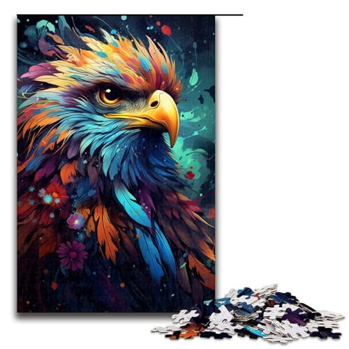 Puzzle 1000 Teile exotischer bunter Adler Puzzle für Erwachsene aus Holz Lernspiel Herausforderungsspielzeug 75 x 50 cm von QSYFNBZL