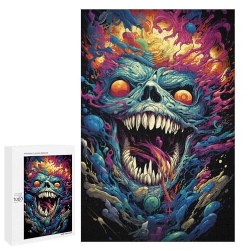 Puzzle 1000 Teile farbenfroh psychedelisch böser Totenkopf Puzzle für Erwachsene aus Holz Lernspiel Herausforderungsspielzeug 75 x 50 cm Puzzle 1000 Teile farbenfroh psychedelisch böser Totenkopf Puzzle für Erwachsene aus Holz Lernspiel Herausforderungsspielzeug 75 x 50 cm von QSYFNBZL
