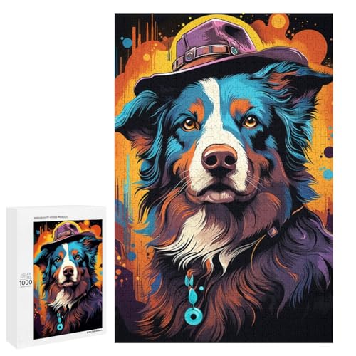 Puzzle 1000 Teile farbenfrohes psychedelisches Australian Shepherd Puzzle für Erwachsene aus Holz Lernspiel Herausforderungsspielzeug 75 x 50 cm Puzzle 1000 Teile farbenfrohes psychedelisches Australian Shepherd Puzzle für Erwachsene aus Holz Lernspiel Herausforderungsspielzeug 75 x 50 cm von QSYFNBZL